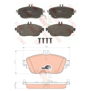 GDB1932 ผ้าเบรค-หน้า(TRW) (เนื้อผ้า COTEC) BENZ A-CLASS A180, A200,A250 (W176) 13 (TRW แท้ OE)