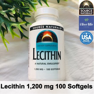 เลซิตินจากถั่วเหลือง Lecithin 1,200 mg 100 Softgels - Source Naturals