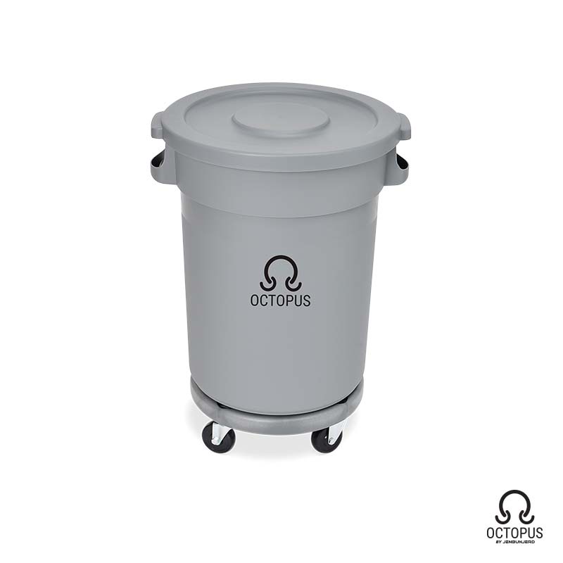 JenStore Octopus ถังขยะใหญ่พร้อมฐานล้อ ฝาเรียบ 80 ลิตร MWB-08