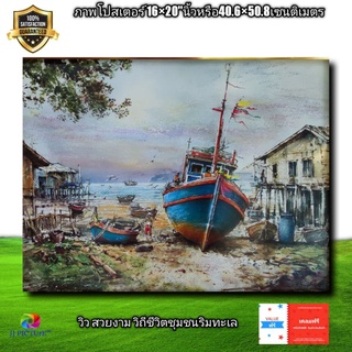 ภาพโปสเตอร์ วิว วิถีชุมชนริมทะเล ขนาด16×20"นิ้ว