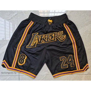 ใหม่ กระเป๋า NBA Los Angeles Lakers 8 สําหรับผู้ชาย# 24# Kobe Bryant LAKERS just don big กางเกงขาสั้นบาสเก็ตบอล ปักลายโลโก้ สีดํา