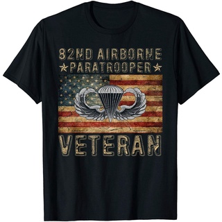 เสื้อยืดโอเวอร์ไซส์เสื้อยืด พิมพ์ลาย Airborne Paratrooper Veteran 82Nd สไตล์ฮิปฮอป สําหรับผู้ชาย ขายดีS-4XL