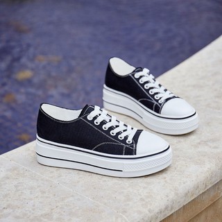 ✵Heavy Bottom Canvas Shoes women ulzzang all- จับคู่รองเท้าสีขาวฤดูใบไม้ผลิ 2021 ใหม่สุทธิดารารองเท้าผ้าใบระบายอากาศแฟชั