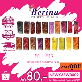 A1 - A19 สีย้อมผมเบอริน่า ครีมเปลี่ยนสีผม Berina มีครบทั้ง 47 สี 60 g.