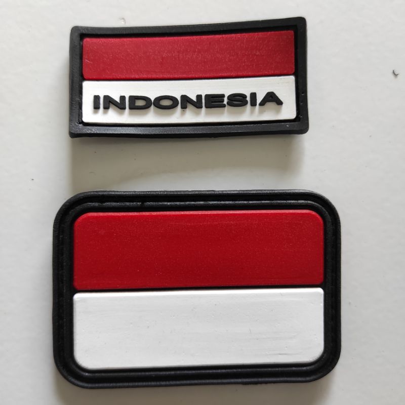 MERAH RED AND WHITE INDONESIAN FLAG RUBBER PATCH + SMALL FLAG / RUBBER PATCH