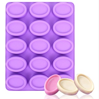 แม่พิมพ์ซิลิโคนแผ่นใหญ่ 15 ช่อง Oval Soap Silicone Mold 15 cavities