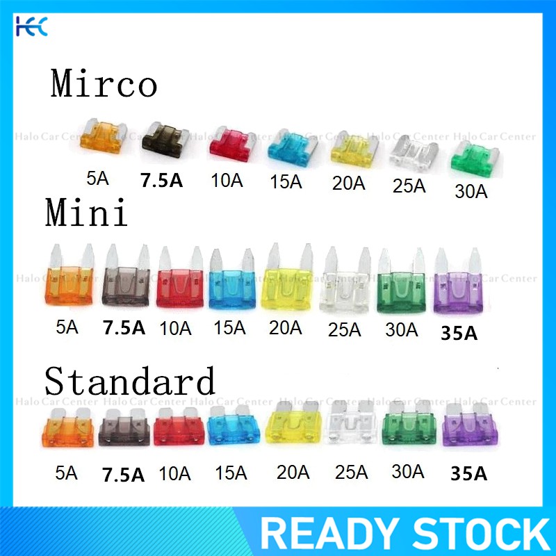 【พร้อมส่ง】ฟิวส์ใบมีด 2A 3A 5A 7.5A 10A 15A 20A 25A 30A สําหรับรถยนต์