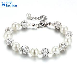 เครื่องประดับสร้อยข้อมือไข่มุกเทียมสง่างาม charm rhinestone