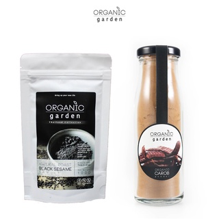 เซ็ทผงคารอบและงาดำ Organic garden Carob Powder90g. + Sesame Powder100g.(ทานเสริมสำหรับเด็กและหญิงตั้งครรภ์)