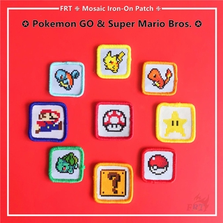 ☸ Pixel Style Cartoon - Mosaic Series 03：Super Mario Bros. &amp; Pokemon GO Iron-On Patch ☸ 1Pc DIY Sew on Iron on Badges Patches