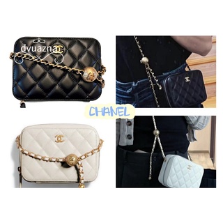 💯ของแท้ CHANEL 22 Early Spring Series Small Golden Ball Camera Bag Chain shoulder messenger bag