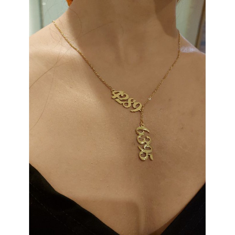 สร้อยคอเลขมงคล 4289 6395 สีทอง เลขใหญ่ เลขหงส์ที่สวยสง่างาม รับทรัพย์เยอะๆ รับเงินก้อนใหญ่ เลขศาสตร์