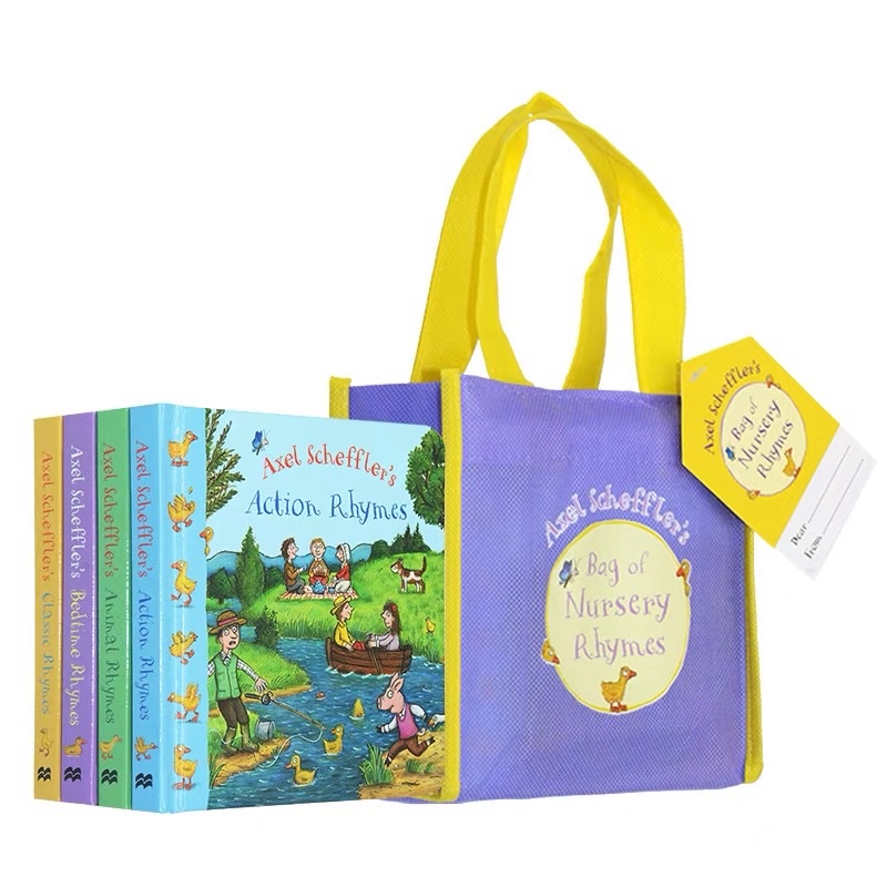 Axel Schefflers Bag of Nursery Rhymes 4 หนังสือชุดหนังสือเพื่อการศึกษาสําหรับเด็ก