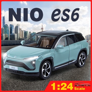 Klt โมเดลรถบรรทุก ยานพาหนะพลังงาน 1/24 Nio ES6 SUV แบบโลหะอัลลอย ของเล่นสําหรับเด็กผู้ชาย และของสะสม