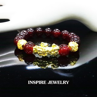 Inspire Jewelry สร้อยข้อมือปี่เซี้ยร้อยกับหินคาเนเลียนเสริมทรัพย์ รับโชค เรียกทรัพย์ ค้าขายร่ำรวย มั่งมี แก้ชง free size