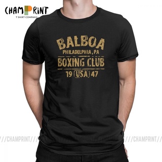 ถูกสุดๆมวยเสื้อผ้าRocky Balboa Tees Boxing Club Gloves 1947 T Shirts Men&amp;39;s ure Cotton Vintage TShirt  Short Sleeve Cl