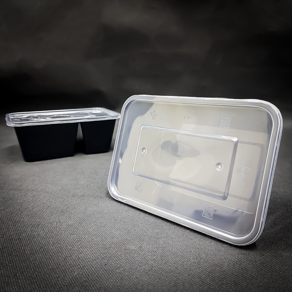 (  25 ใบ ) กล่องเหลี่ยม 1 ช่อง 2 ช่อง  สีใส/สีดำ  กล่องข้าวพลาสติก - รูปที่ 5