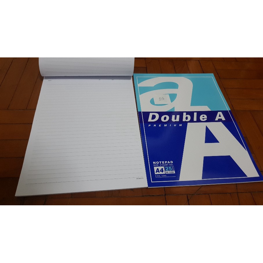 สมุดรายงานแบบฉีก Double A notepad A4 80แกรม มีแบบ 25/40 แผ่น