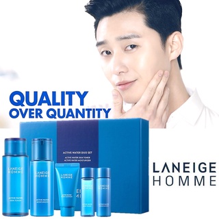 LANEIGE Homme Active Water Duo Set (Include 5 items) ชุดผลิตภัณฑ์บำรุงฟื้นฟูปลุกความสดชื่นให้ผิวหน้าผู้ชายสูตรพรีเมี่ยม