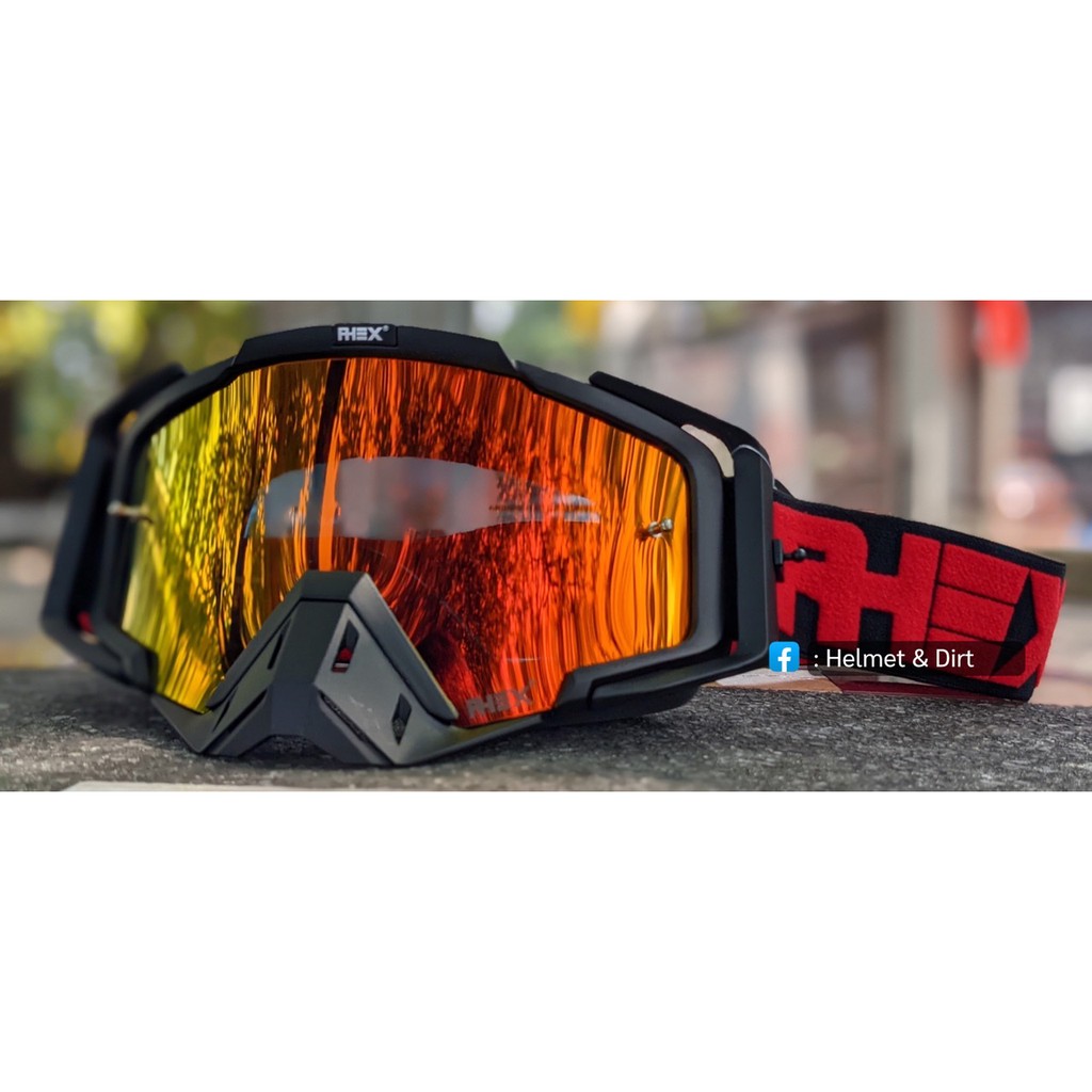 แว่นวิบาก RHEX Goggle สีดำด้าน กรอบดำด้าน เลนส์ปรอทแดง