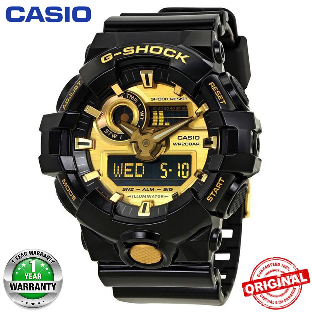 (Hot sale)Original Casio G-Shock GA-710 Black Gold Wrist Watch Men Sport