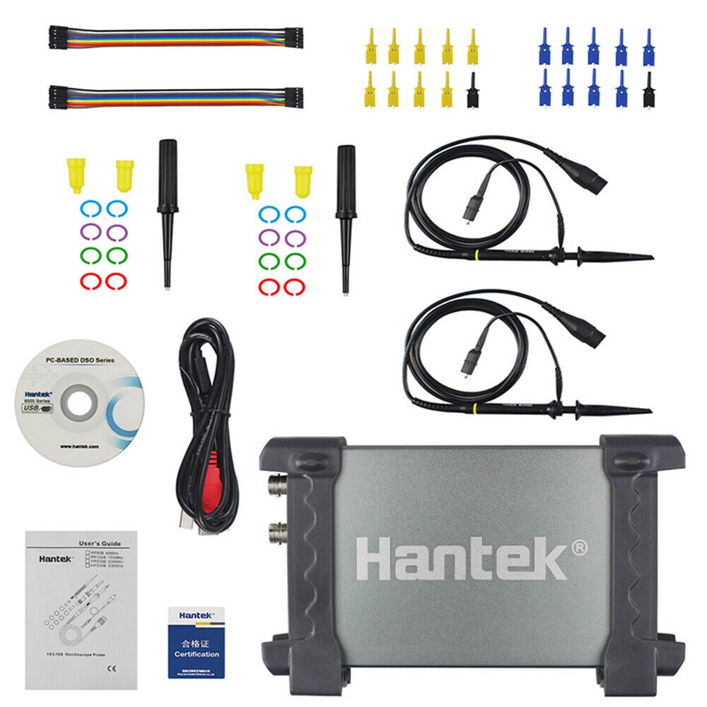 Hantek 6022BL PC Digital Portable Oscilloscope ตาม USB + เครื่องวิเคราะห์ลอจิก 16 CHs