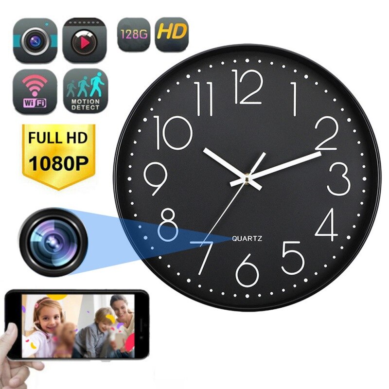 1080P HD Mini กล้องนาฬิกาแขวนกล้องไร้สาย IP กล้อง Motion Detection Home Security Wifi Nanny บันทึกวิดีโอดิจิตอล