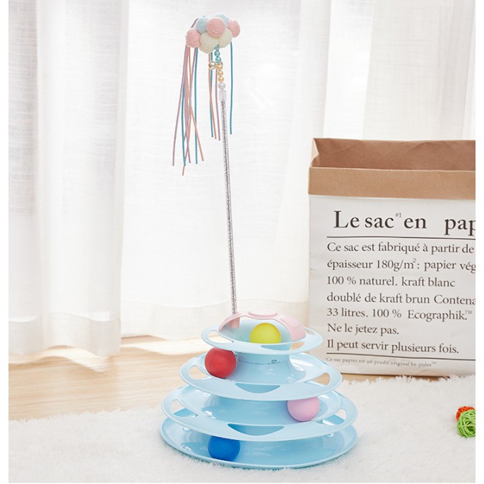 🌵 รางบอลแมว4ชั้น ของเล่นแมว รางบอลแมว จานเสียงแมว ด้วยขนนก สามารถหมุนได้ 360 องศา 🌵 - รูปที่ 2