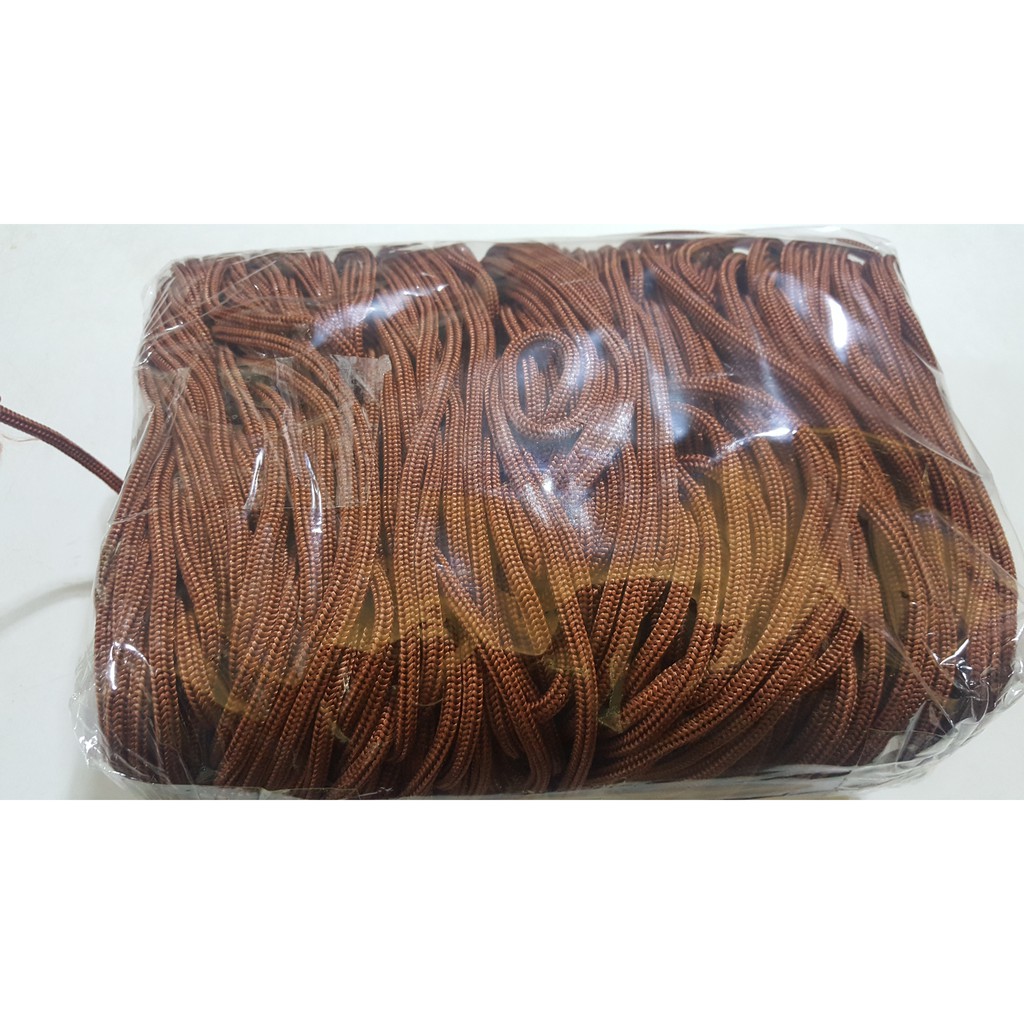 เชือกร่มสีน้ำตาลแดง(เปลือกมังคุด)ขนาดตั้งแต่(1.3-6มิล)(500กรัม)