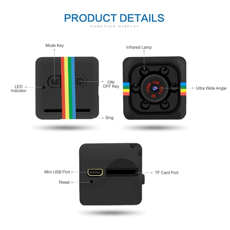 Sq11 Mini Camera กล้องมินิ FULL HD 1080P 12MP กล้องแอบถ่าย DVR กล้อง