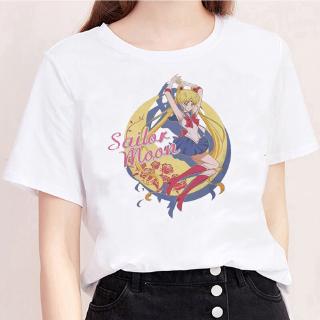 Sailor Moon Print Streetwear Aesthetic Graphic T-shirt Japanese Kawaii Short Sleeve T-shirt Women