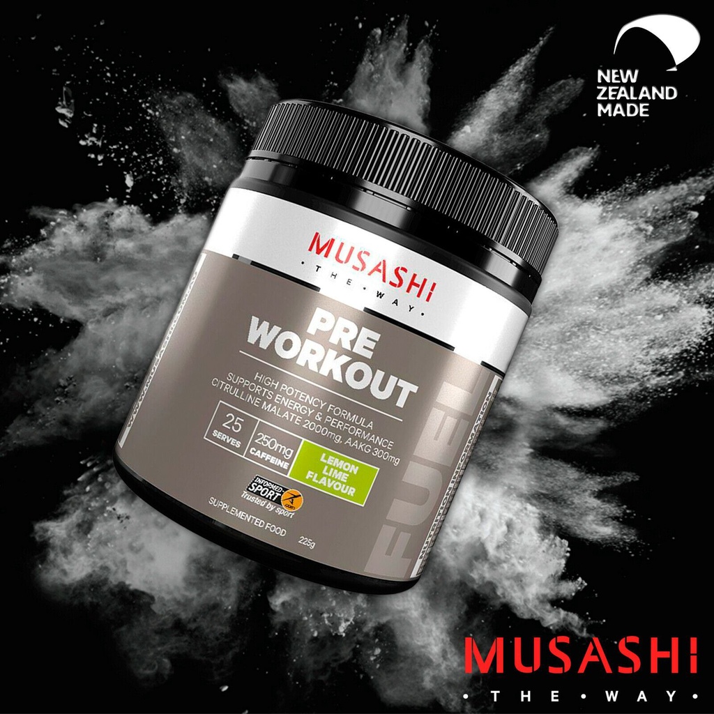 Musashi Pre Workout 225g เสริมพลังงานก่อนออกกำลังกาย Protein , SUPPORTS  ENERGY  PERFORMANCE | Shopee Thailand