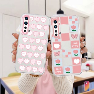 ลายหัวใจสีชมพู เคส Realme C15 C21 C11 2021 C21Y C31 C35 C25 C20 C3 C12 C2 C25S 5S 5 5S 5i C17 7i C1 C25Y C2 C3i 6i C20A realme Narzo 20 10 10A 20A 30A เคสโทรศัพท์แบบใส เคสโทรศัพท์ลายน่ารัก