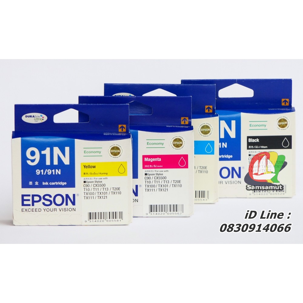 Original Epson 91N หมึกอิงค์เจ็ท แท้ C90, CX5500, T10, T11, T20E, TX100, TX101, TX111, TX121