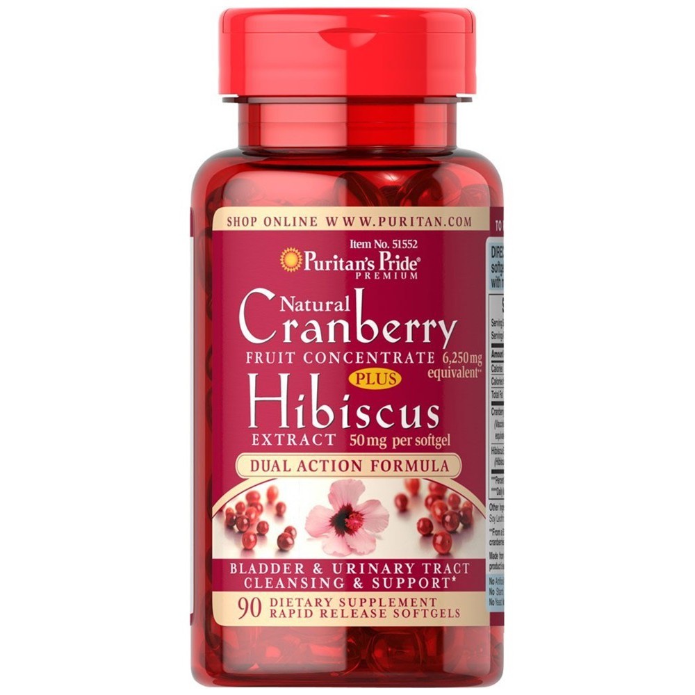 Puritan's Pride Cranberry Fruit Concentrate Plus Hibiscus Extract 6250 mg / 50 mg - 90 Softgels