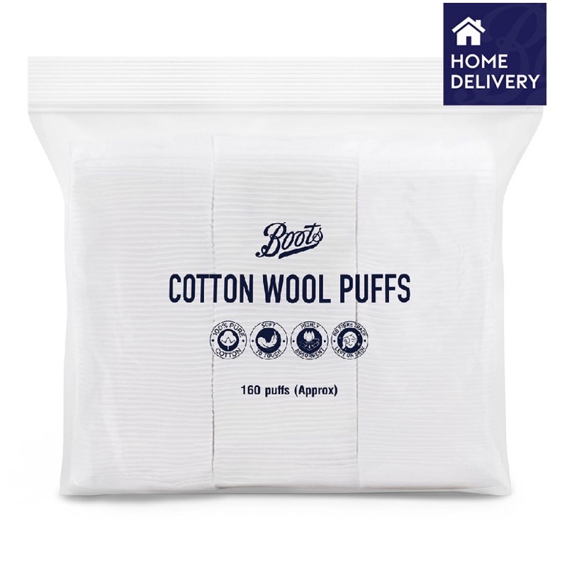 🧻สำลีแผ่น เช็ดหน้า boots 🦠ซองเล็ก/ใหญ่ 100/160 แผ่น🧧Cotton wool puffs 100% pure cotton non fleecing 