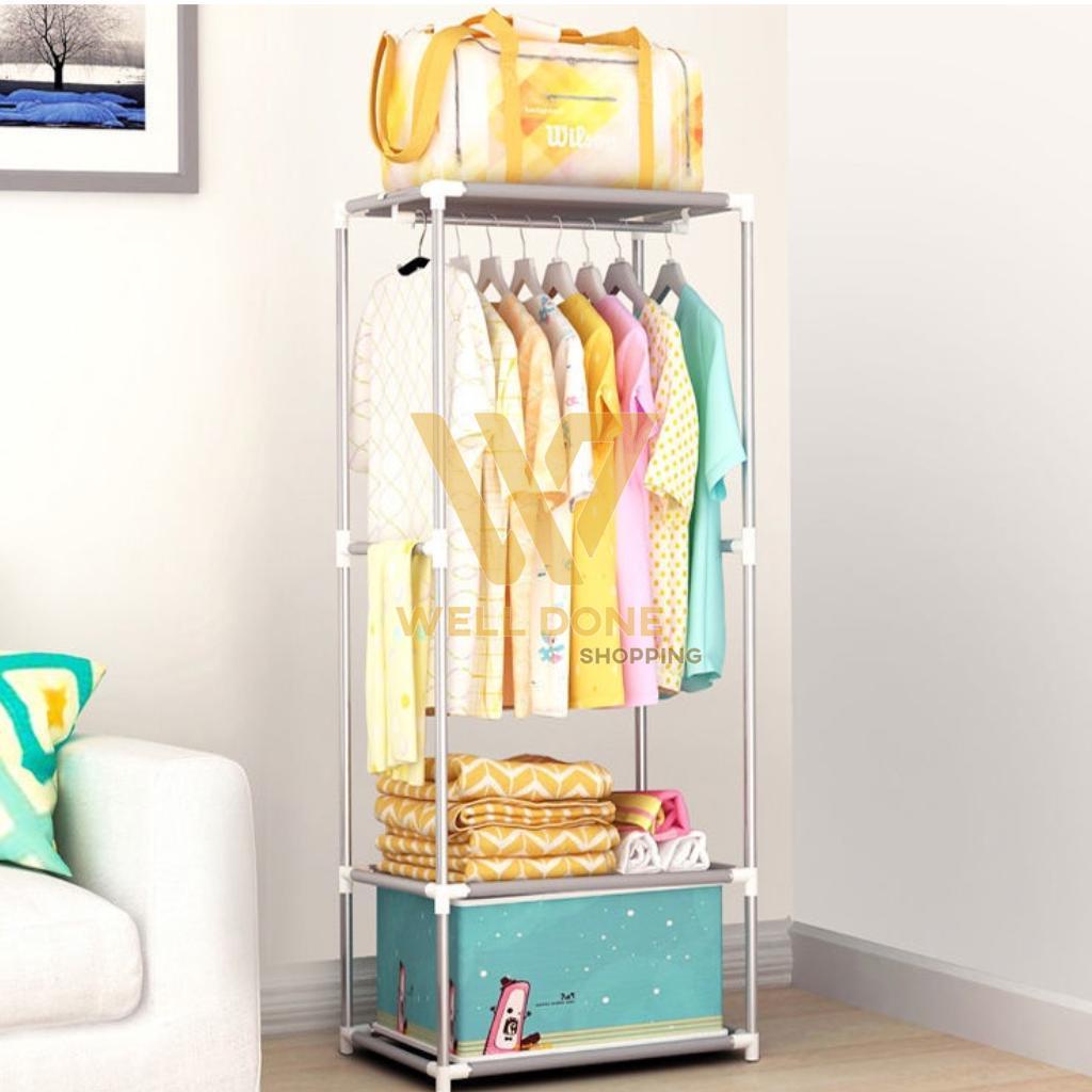 ตู้เสื้อผ้าเล็ก แบบราว ตู้อเนกประสงค์ ชั้นเก็บของ ตู้เสื้อผ้า ตู้ใส่ผ้า น้ำหนักเบา แข็งแรง wd99