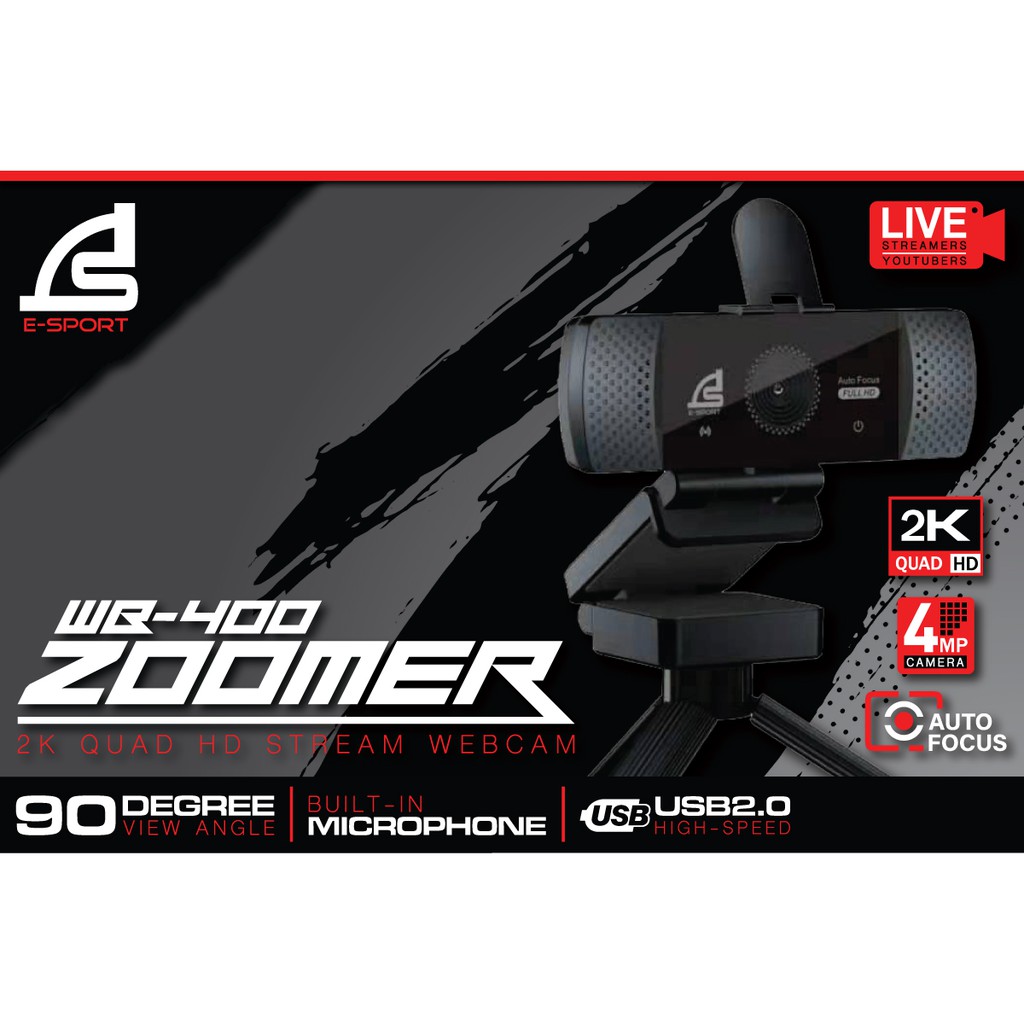 Signo 2K Quad HD Stream Webcam ZOOMER WB-400 (กล้องเว็ปแคม)