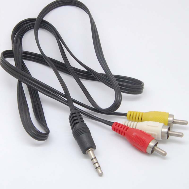 3.5 มม.ถึง 3 RCA AV A/V ทีวีวิดีโอสายสัญญาณเสียงสําหรับ MP3 MP4 PMP Media Player