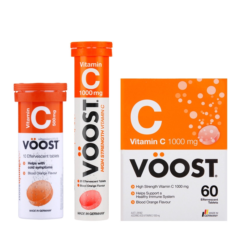 Voost Effervescent Tablets Supplement Vitamin C 10/20/60 Tablets Adult Multi Vitamin C เม็ดฟู่เสริมวิตามินซี