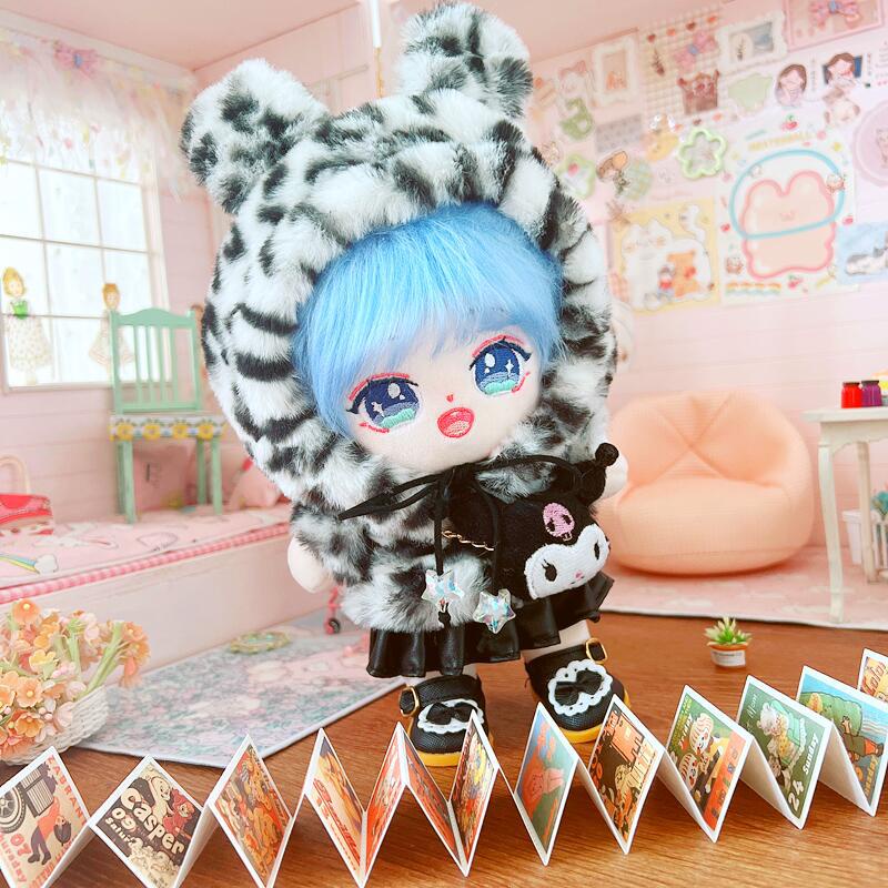 เสื้อกันหนาว ผ้าฝ้าย พิมพ์ลายเสือดาว สีดํา สีชมพู ขนาด 20 ซม. สําหรับตุ๊กตา - รูปที่ 5