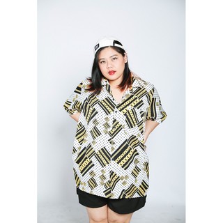 เสื้อเชิ๊ตแขนสั้น Plus Size พิมพ์ลาย