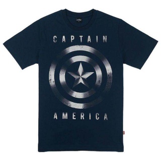 HH เสื้อยืดมาร์เวล MARVEL-9234-NV Captain America สีกรม เสื้อยืดผ้าฝ้าย