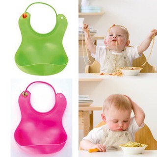  ซิลิโคนกันเปื้อน+กันน้ำลายเด็ก สีชมพู