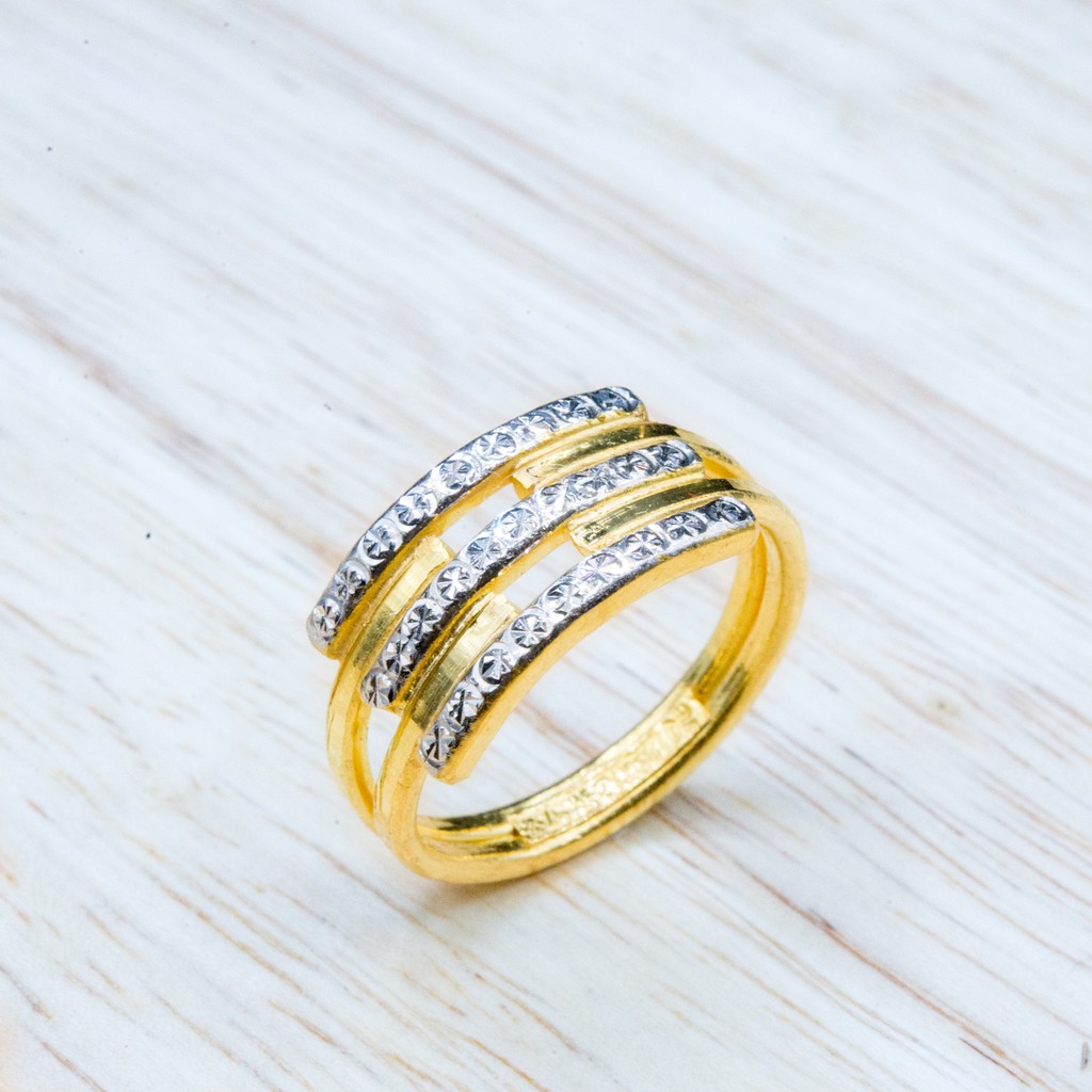 ⭐ แหวนทองแฟนซีชุบสี น้ำหนัก 1 สลึง มี2แบบ