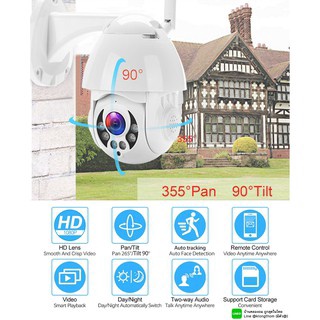 กล้องโดม Outdoor จับเคลื่อนไหว IP Camera ไร้สาย กล้องวงจรปิด กล้องไร้สาย กล้องนอกบ้าน กันแดด กันฝน IP Cam