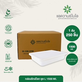 กล่องอาหารรักษ์โลก ชุด 1500 มล. 1 ลัง มี 10 แพ็ค บรรจุ 25 ชิ้น/แพ็ค