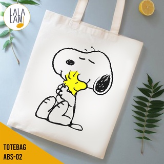 กระเป๋าโท้ท ผ้าแคนวาส ลายการ์ตูน Snoopy สําหรับผู้หญิง