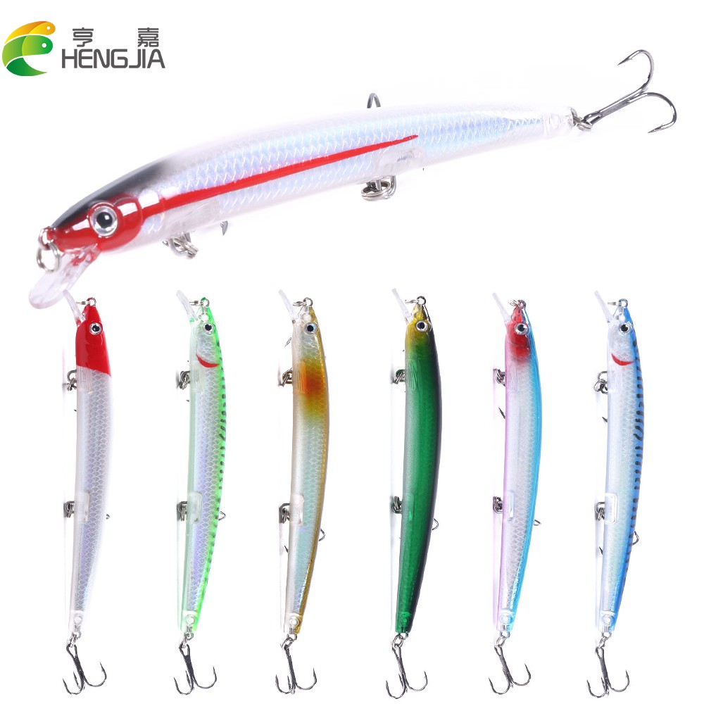 Hengjia 1PCS Big Laser Minnow เหยื่อตกปลา 13.5 ซม./15.5g หล่อ Sinking Hard เหยื่อ Wobblers Crankbait 3D ตาเหยื่อประดิษฐ์