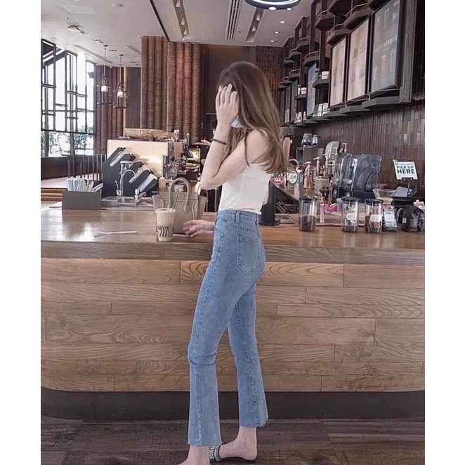 รหัส1111-4 กางเกงยีนส์ขาม้าสีอ่อน สวยๆ กางเกงผู้หญิง ป้ายxoxo